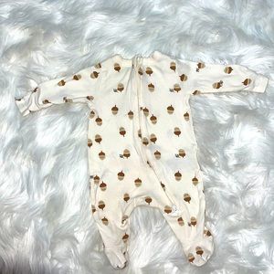 Acorn baby mitten onesie